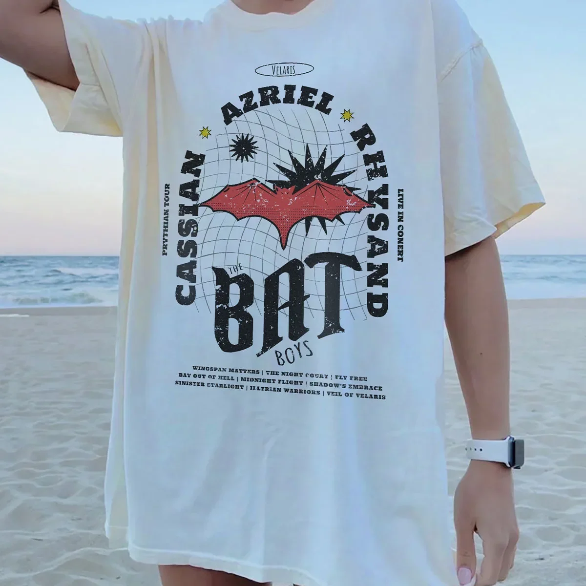Футболка с группой ACOTAR Bat Boys винтажная рубашка Rhysand Velaris Night Court свободная