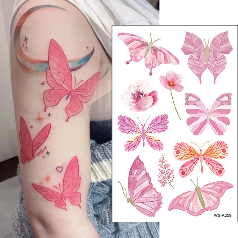 

3D Butterfly Temporary Tattoos Waterproof Colorful Butterfly Arm Wrist Chest Fake Tatto Stickers for Women Grils Decals Tatoos
