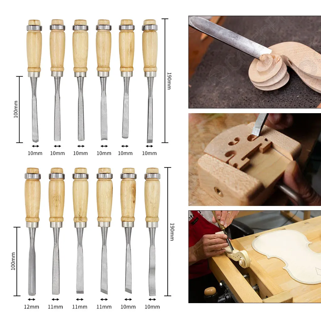 12PCS High Quality Knife Woodworking Tools Violin Maker Tool Cutter Knives Luthier Guitar Chisel High Quality Steel Accessory