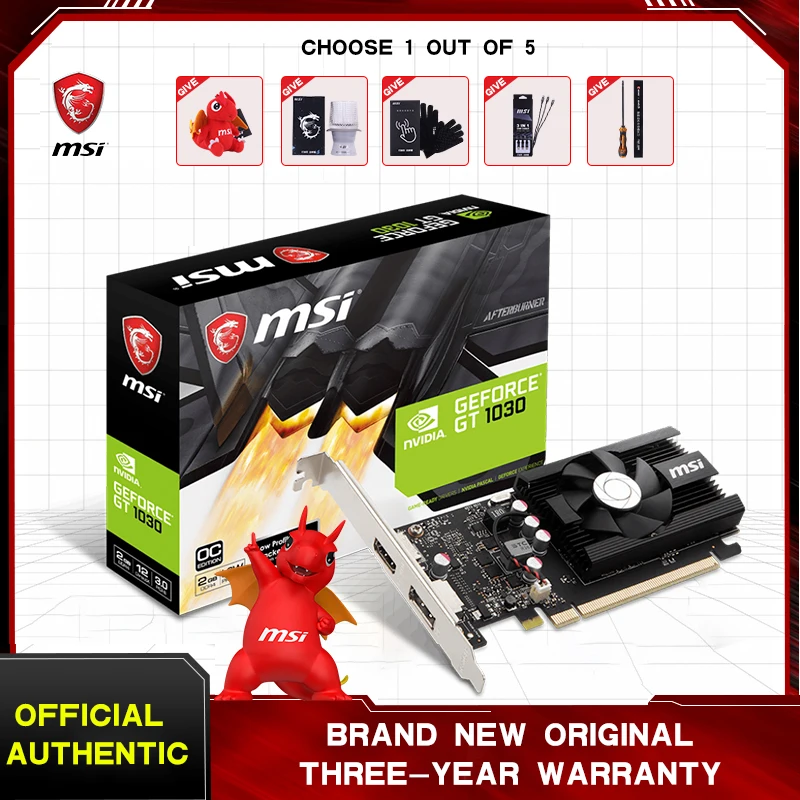 

MSI GeForce GT 1030-2G D4 LP OC 64 bit Video Cards Graphics cards 2GB GDDR4 Computer Peripherals GPU