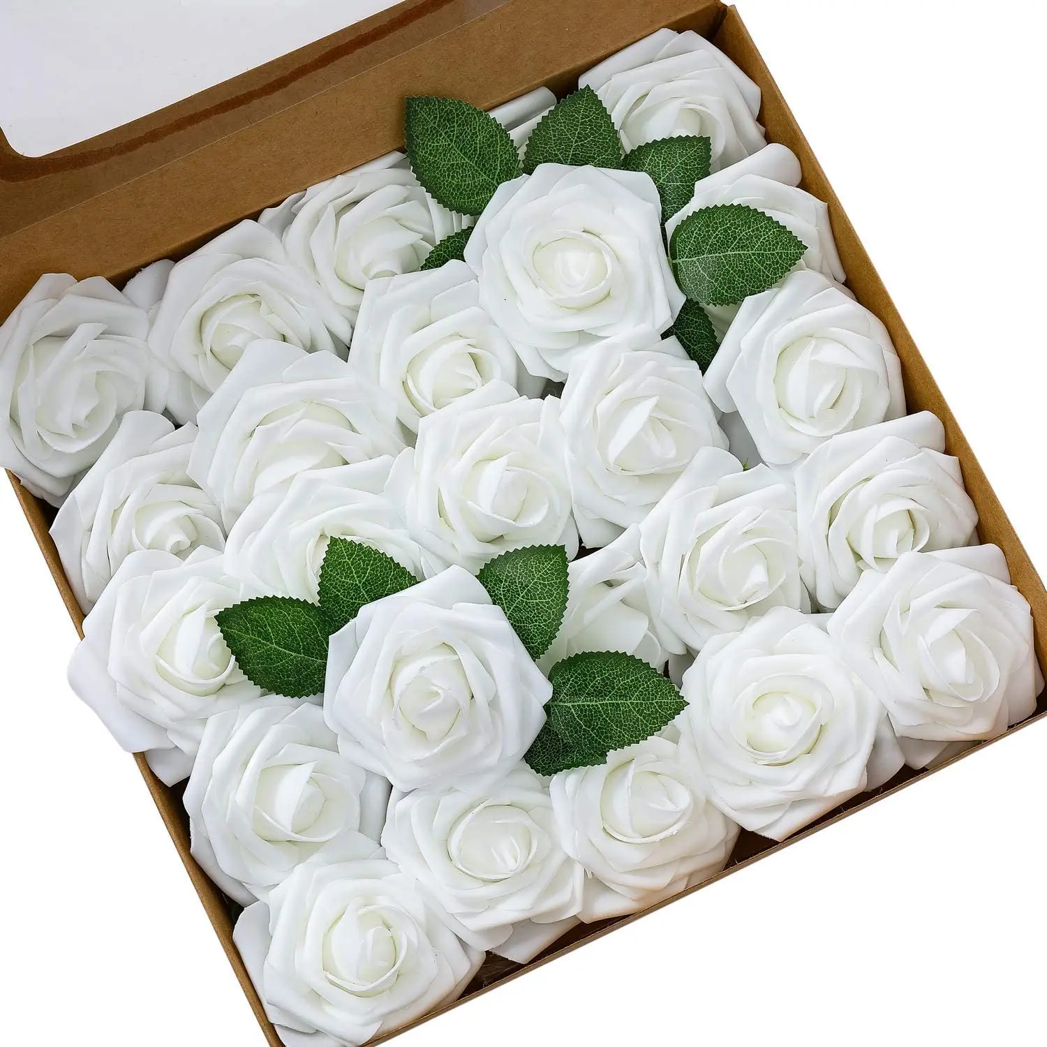 

Mousse Rose Artificielles Fleurs Fausse Roses Faux Bouquet pour DIY fête Maison Mariage Décoration (25 pièces vin Rouge)