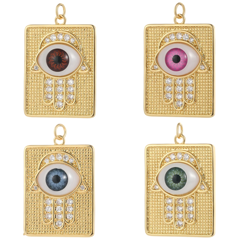 

Turkish Evil Blue Eye Enamel Charms for Jewelry Making Accessories CZ Diy Pendant Necklace Bracelet Earrings Gold Color Copper