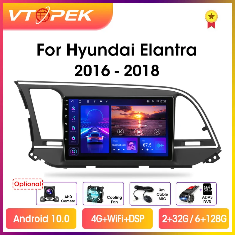 Мультимедийная магнитола Vtopek для Hyundai Elantra 6 2016-2018 стерео-система на Android 11 с 9