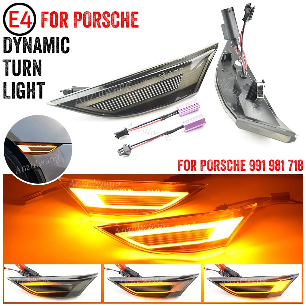 

2x фонарь для переднего бампера, отражатель, боковой маркер, фонарь поворота для Porsche 911 Carrera 991 Boxster 981 Cayman 982 GT2