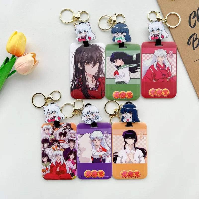 

1 Pcs Cartoon Japan Anime Inuyasha PVC Card Cases Keychains Sesshoumaru Badge Bus ID Card Holders Pendant Keyrings Toys Gifts