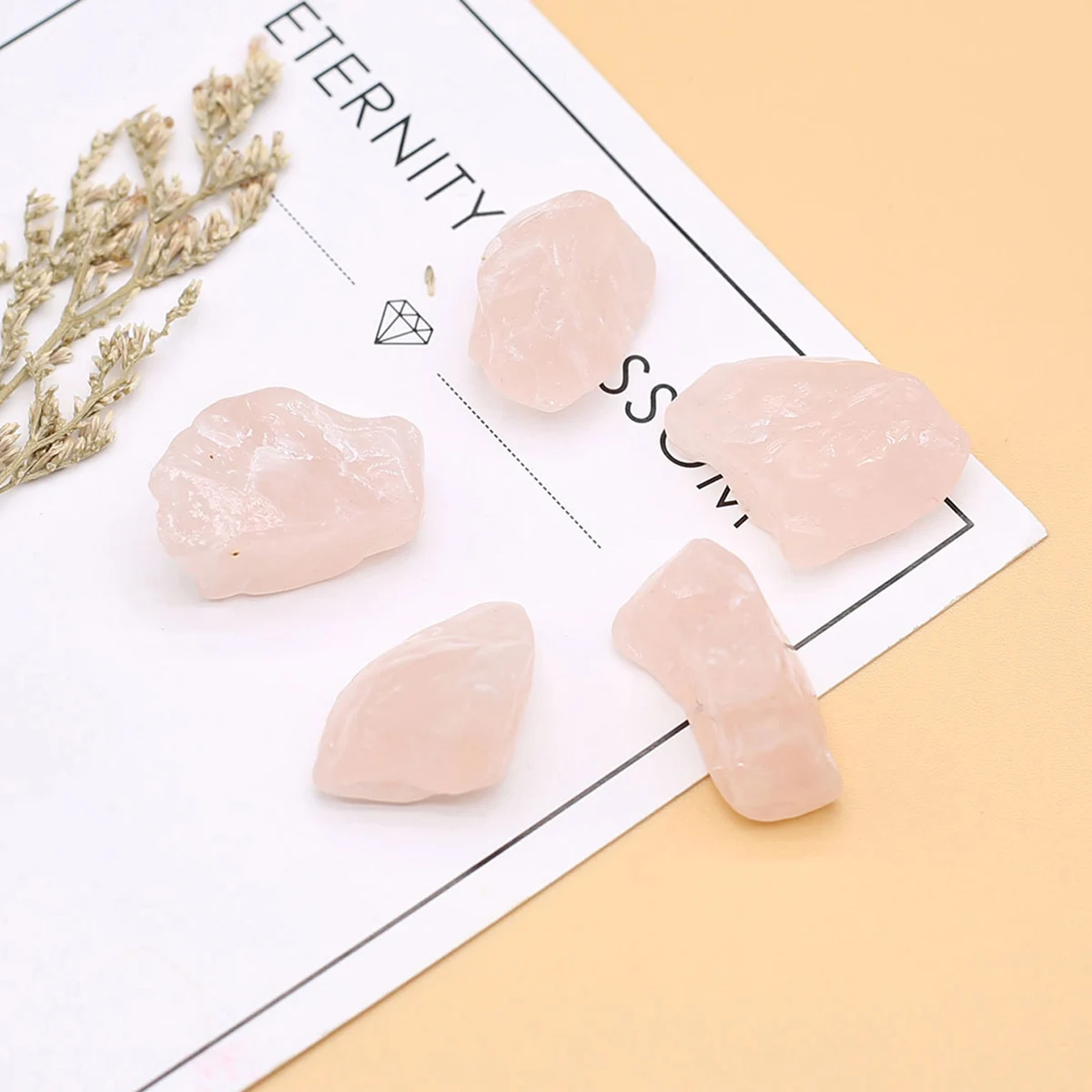 

5PCS Natural Crystal Quartz Minerals Specimen Rose quartz Irregular Shape Rough Rock Stone Reiki Healing Home Decoration