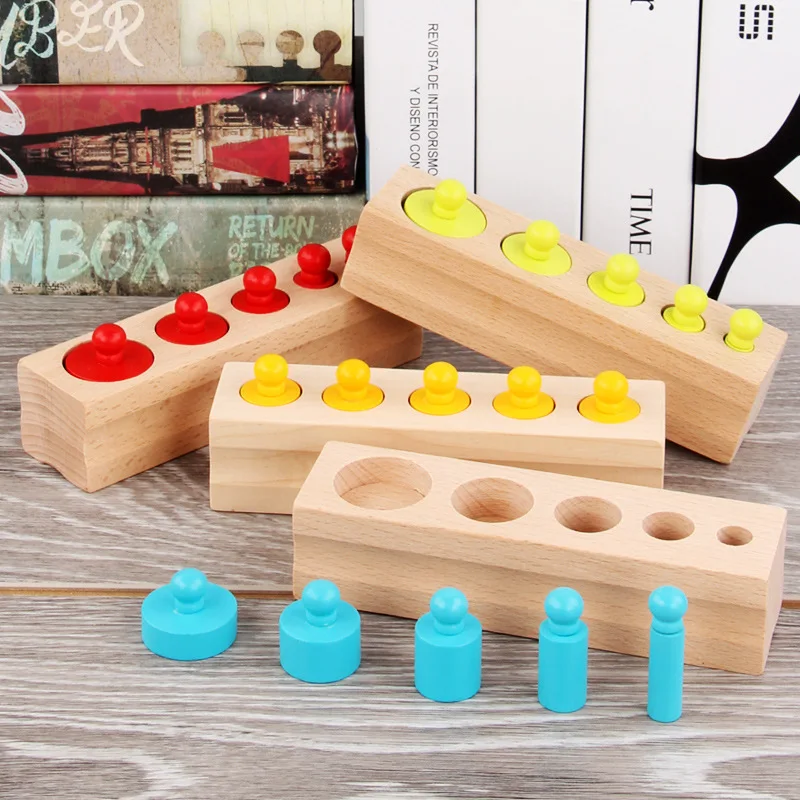 

Baby Montessori Cylinder Socket Puzzles Toy Development Practice and Senses Preschool Educational Wooden Toys for Children