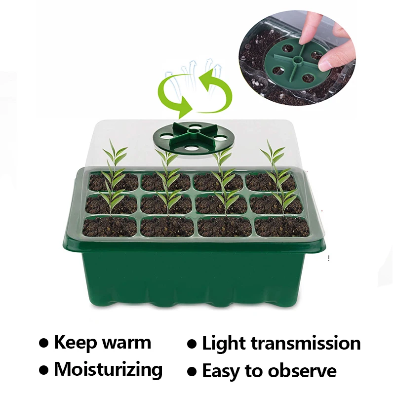 

12 Holes Plant Flower Nursery Pots Tray Plastic Jardin Semillas Seed Growing Box Insert Seedling Case with Lid Garden Supplies