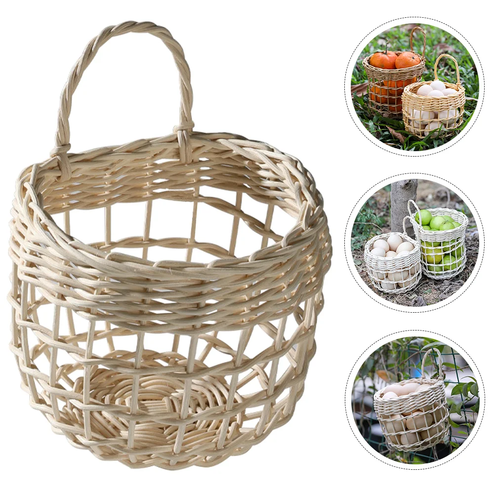 

Basket Hanging Woven Storage Wall Baskets Rattan Planter Wicker Fruit Flower Produce Onion Vegetable Display Egg Kitchen