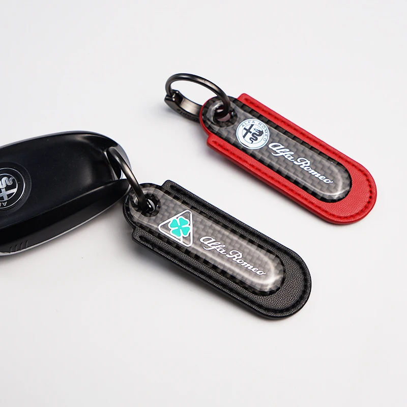 

Car Carbon Fiber Key Ring Keychain Decoration for For Alfa Romeo 147 156 164 166 159 GT Giulia Stelvio Giulietta Car Accessories