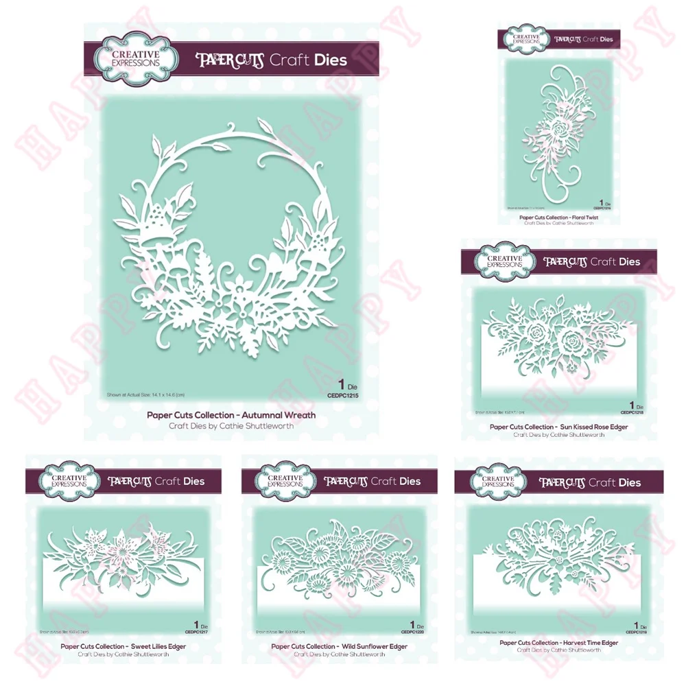 

Metal Cutting Dies Autumnal Sunflower Rose Lilies Edger Scrapbook Diary Decoration Paper Craft Embossing Template DIY Handmade