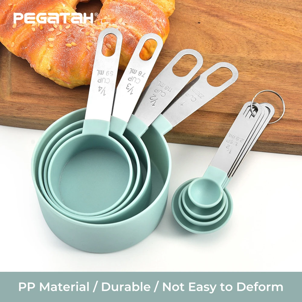 

4pcs Baking Tools Kitchen Measuring Spoon Set Stainless Steel Handle Measuring Cup With Scale Measuring Spoon Kitchen Gadgets