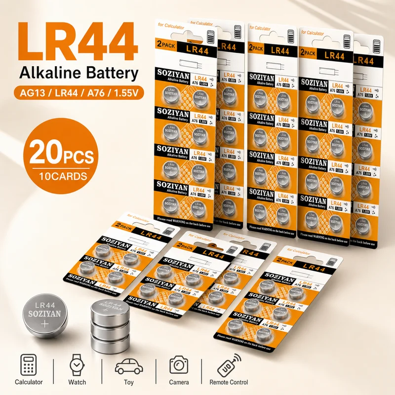 Фото Батарейки-таблетки AG13 LR44 1.55V (L1154, RW82, SR1154, SP76, SR44, LR1154) для часов, игрушек, пультов ДУ №1