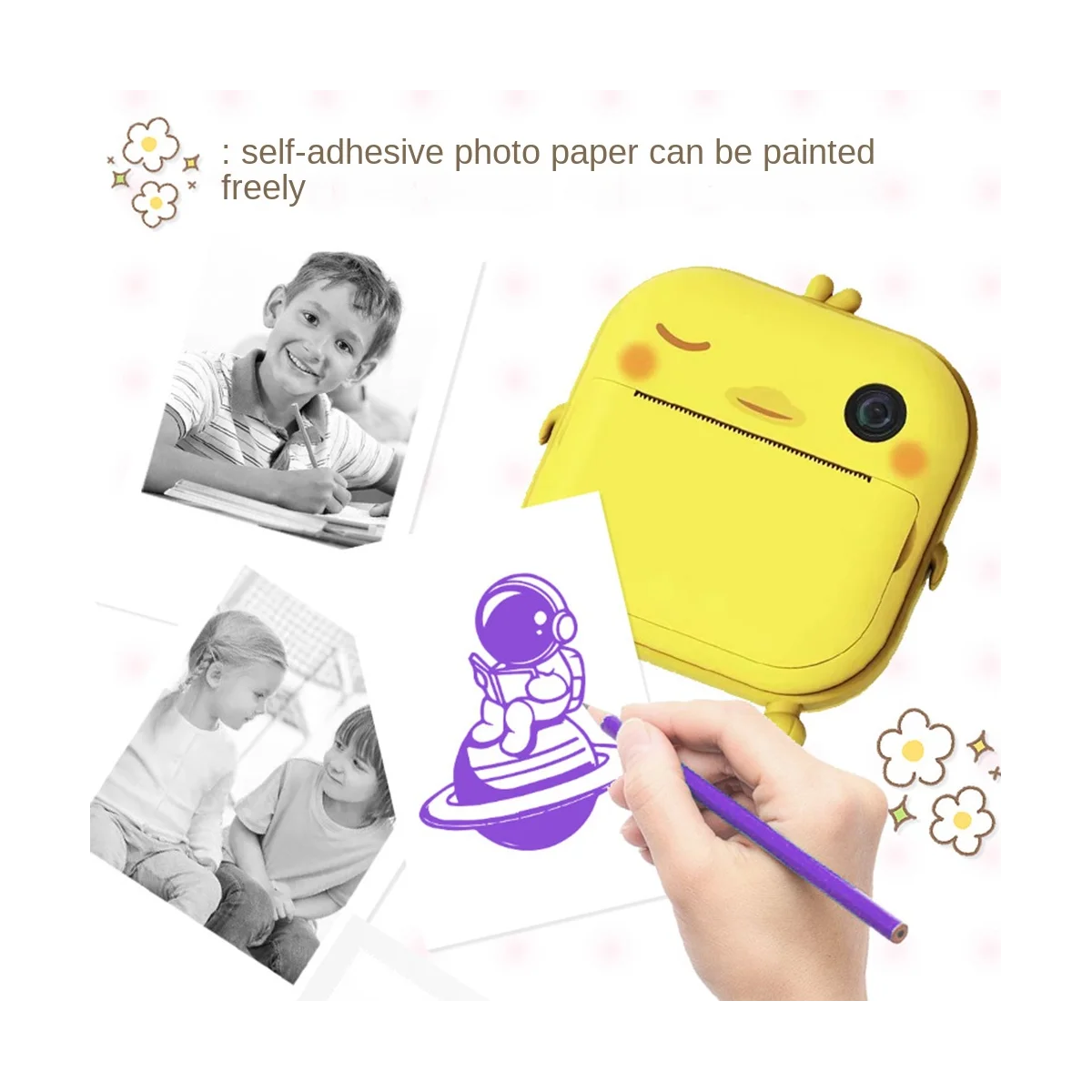 

2.4 Inch LCD Print Camera Video Photo Digital Camera Battery Powered Instant Print Camera with Print Paper Yellow
