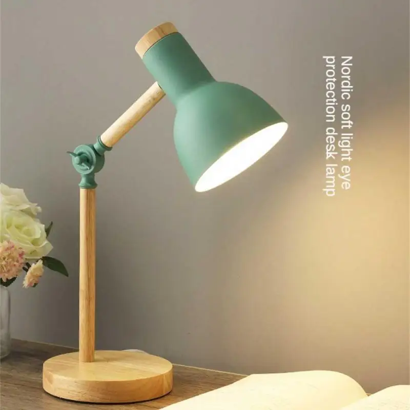

Nordic Desk Lamp Eye Protection Bedroom Desk College Student Dormitory Minimalist Bedroom Bedside Lamp Girl Macaron Wood Lamp