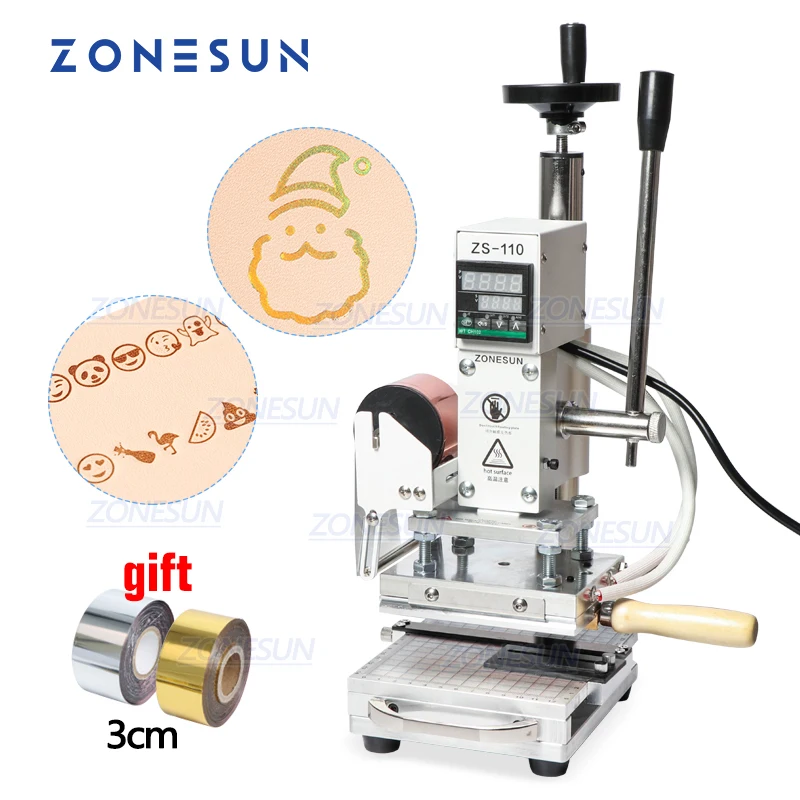 

ZONESUN ZS110 slideable workbench Digital hot foil stamping machine leather embossing bronzing tool for wood wood PVC paper DIY