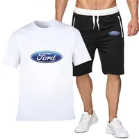Mens Short sleeve ford Car Logo Summer Mens t Shirt Hip Hop Harajuku T-Shirt high quality Cotton T Shirts pants suit Sportswear
