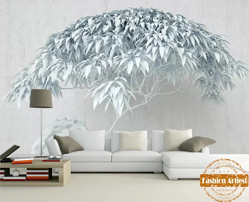 

Custom 3d White Snow Tree Wallpaper Mural Peace Life Winter Tree Painting Office Sofa Mens Bedroom Living Room Cafe Restaurant