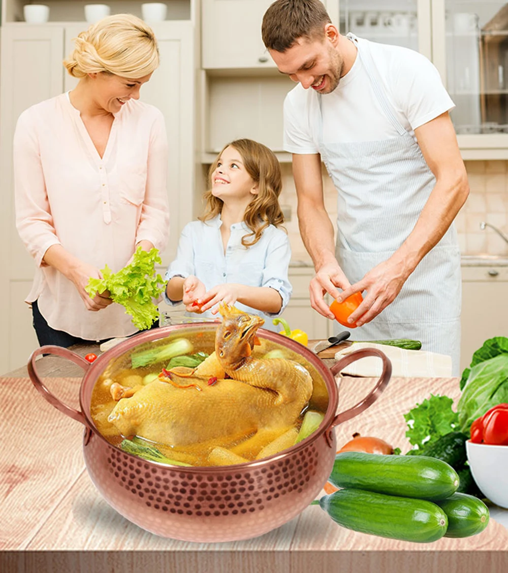 Медная кастрюля для супа тушения пароварка ручной работы газовая плита кухонная