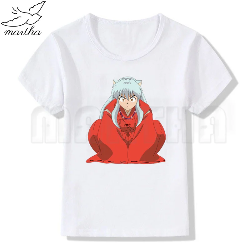 Inuyasha Children Baby Boy T-Shirt Kids Fashion Cartoon Short Sleeve White Top Clothes Funny GirlsCasual Tee,Drop Ship