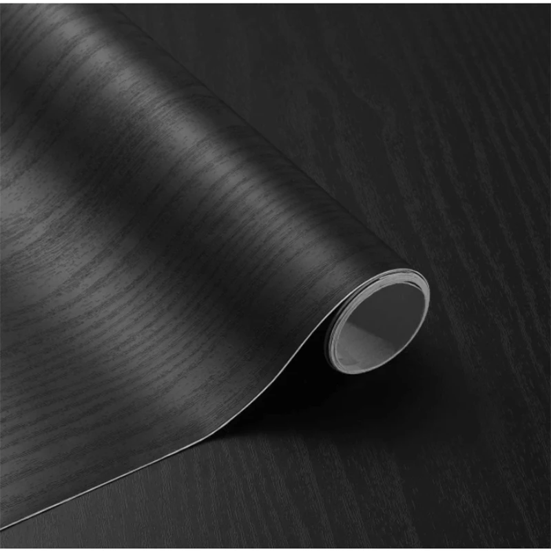 

Black Wood Contact Paper Self-adhesive Furniture Stickers, Wood Grain Wallpaper, Waterproof Decorative Wallpaper, 60CM×5M