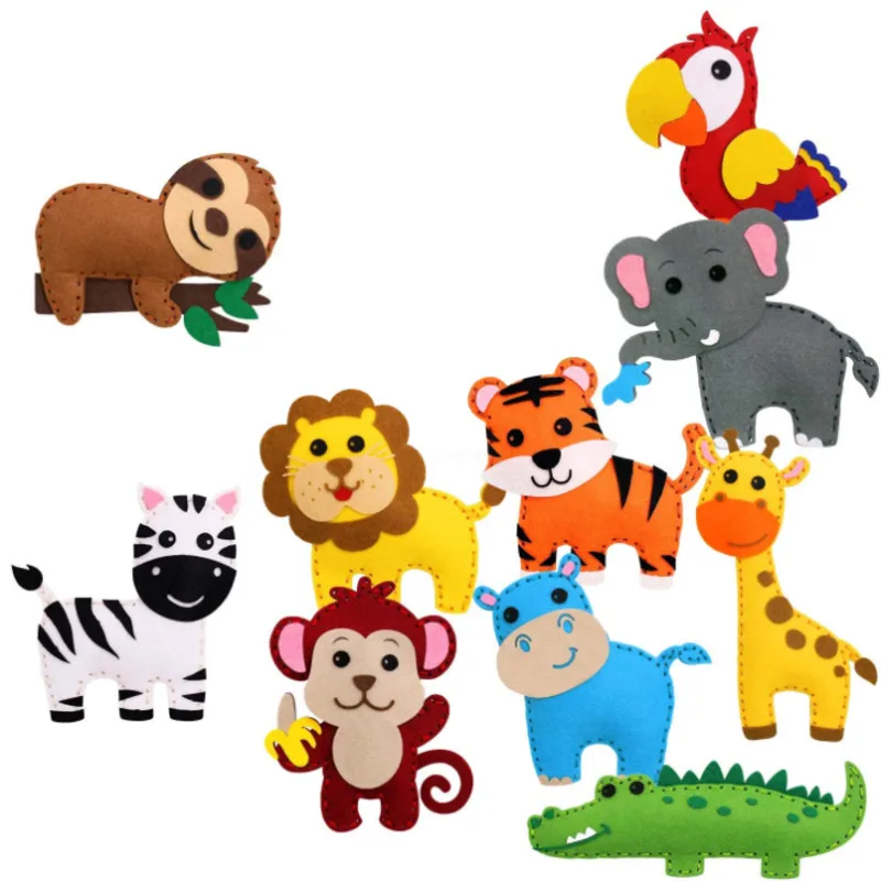 Animals Dinosaur Craft Kit Forest Creatures DIY Sewing Felt Plush Animals For Kids Beginners Educational Sewing Set Kids Art Toy images - 6