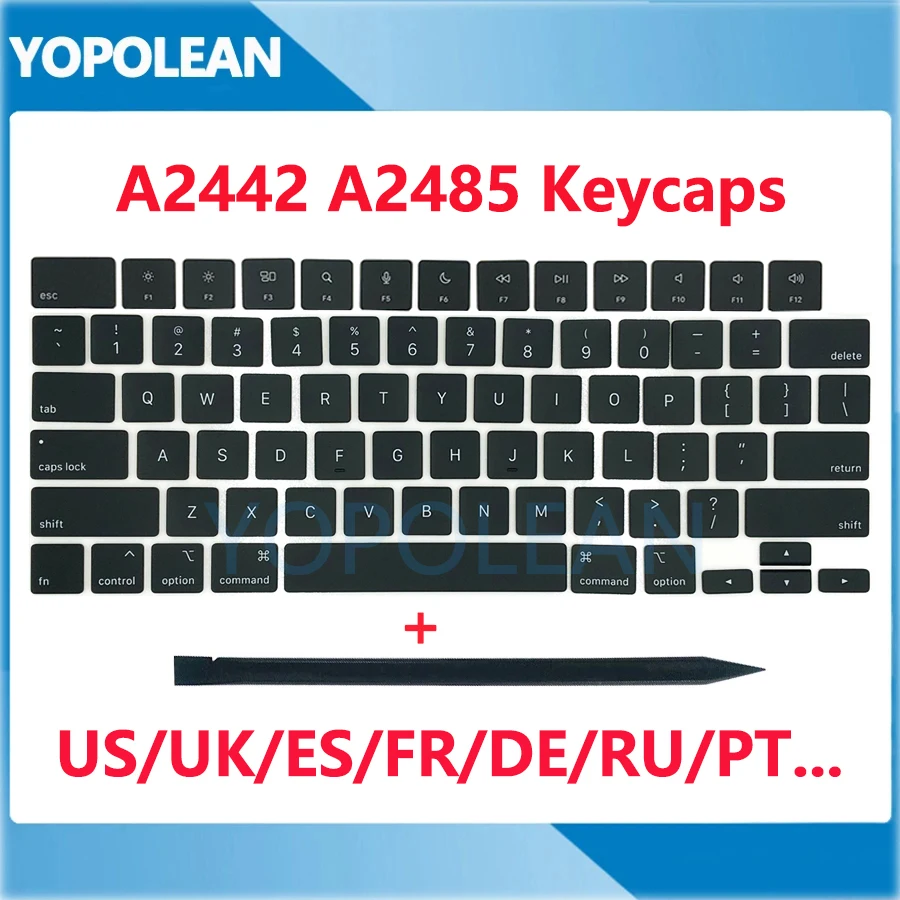 

New Keys Keycap For Macbook Pro M1 14" A2442 Pro Max A2485 16" Keycaps US UK Spain French Russian 2021 Year