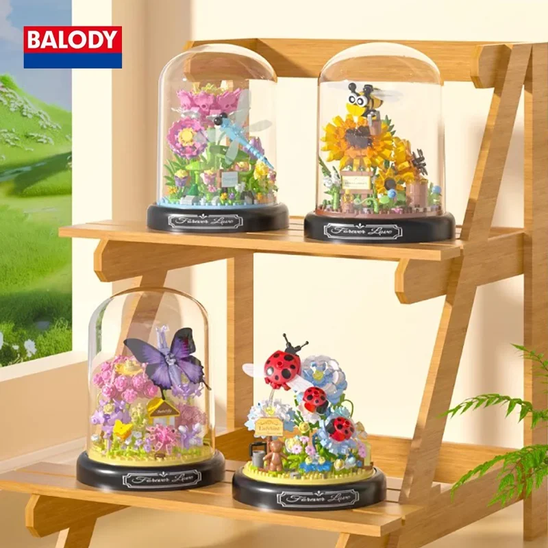 BALODY 6 шт. модные 3D мультяшные строительные блоки в горшках оригинальные