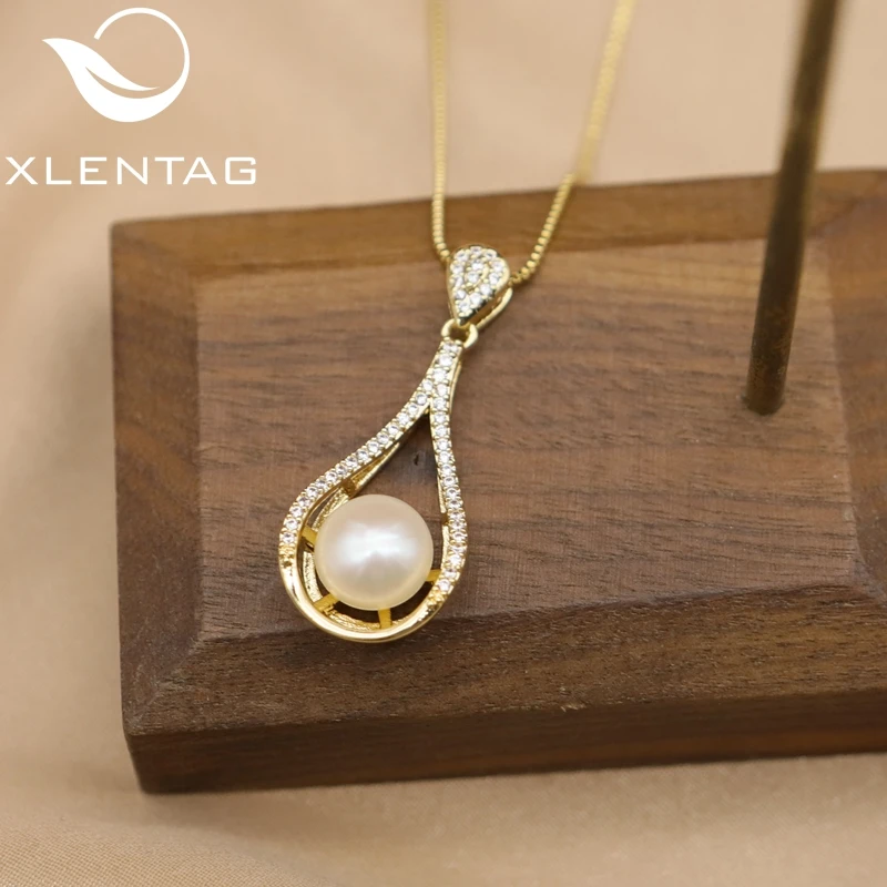

XLentAg Valentine's Day Gift Pearl Water Drop Pendant Necklace Earrings Wedding Jewelry Set For Women