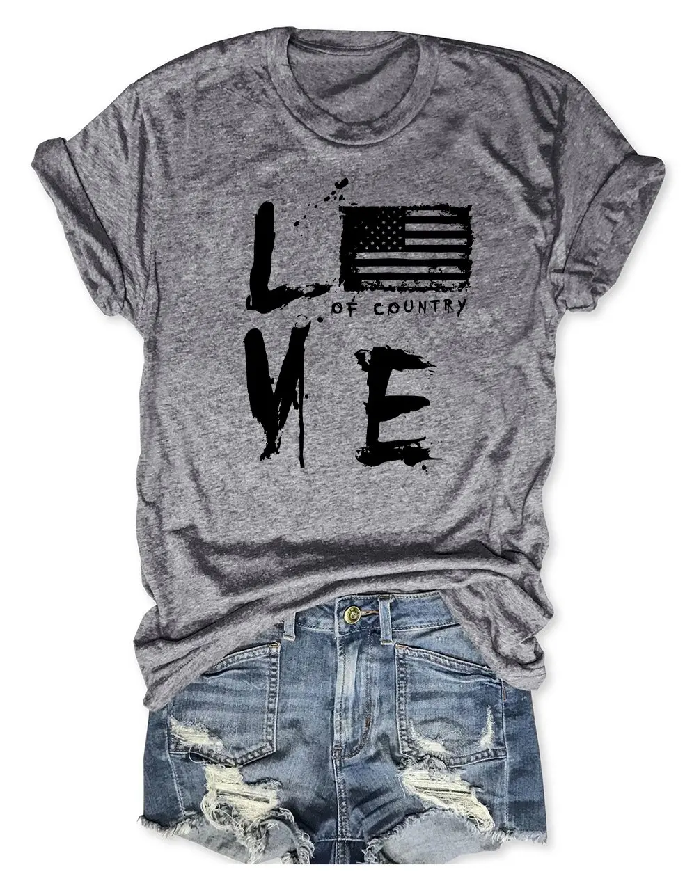 

Rheaclot, Женская хлопковая футболка с надписью Love Of Country с американским флагом, женские топы с графическим рисунком