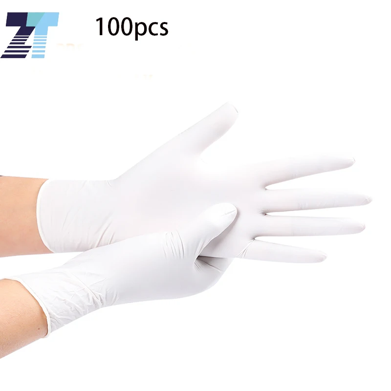 100PCS White Red Disposable Gloves  Nitrile vinyl Blend Gloves  House Kitchen Cleaning SPA Beauty Salon Lab Food Process