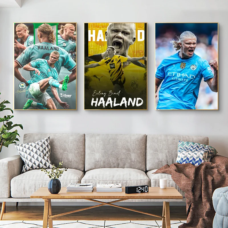 E-Erling B-Braut FootballStar H-Haaland плакат с бумажным принтом для дома гостиной спальни входа