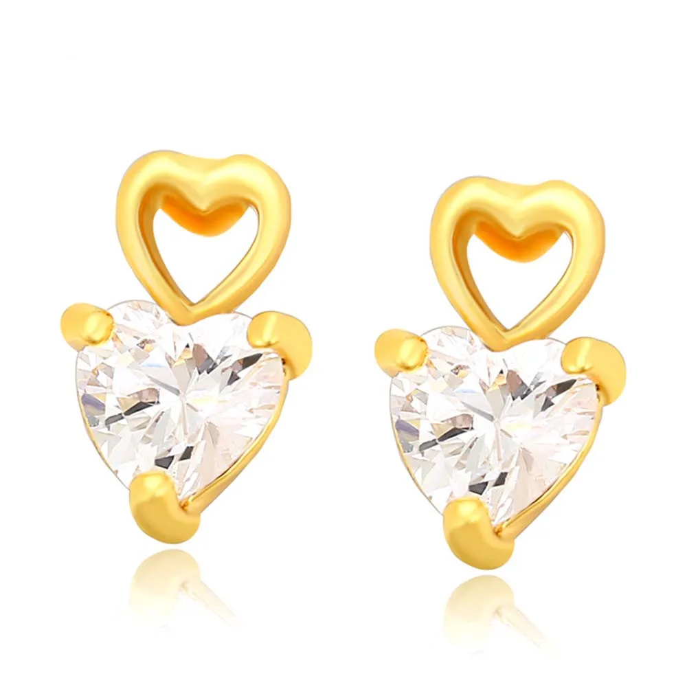 

Alloy Electroplating 24k Gold Plating Heart-Shaped Temperament Earrings Love Niche Design Sense Inlaid Zirconium Women Jewelry