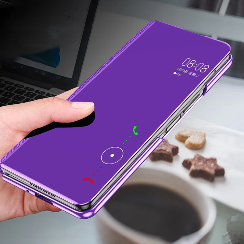 luxury transparent mirror flip phone case for xiaomi poco x4 x3 nfc x2 m4 m3 f3 f2 pro c31 c3 smart shockproof holder back cover free global shipping