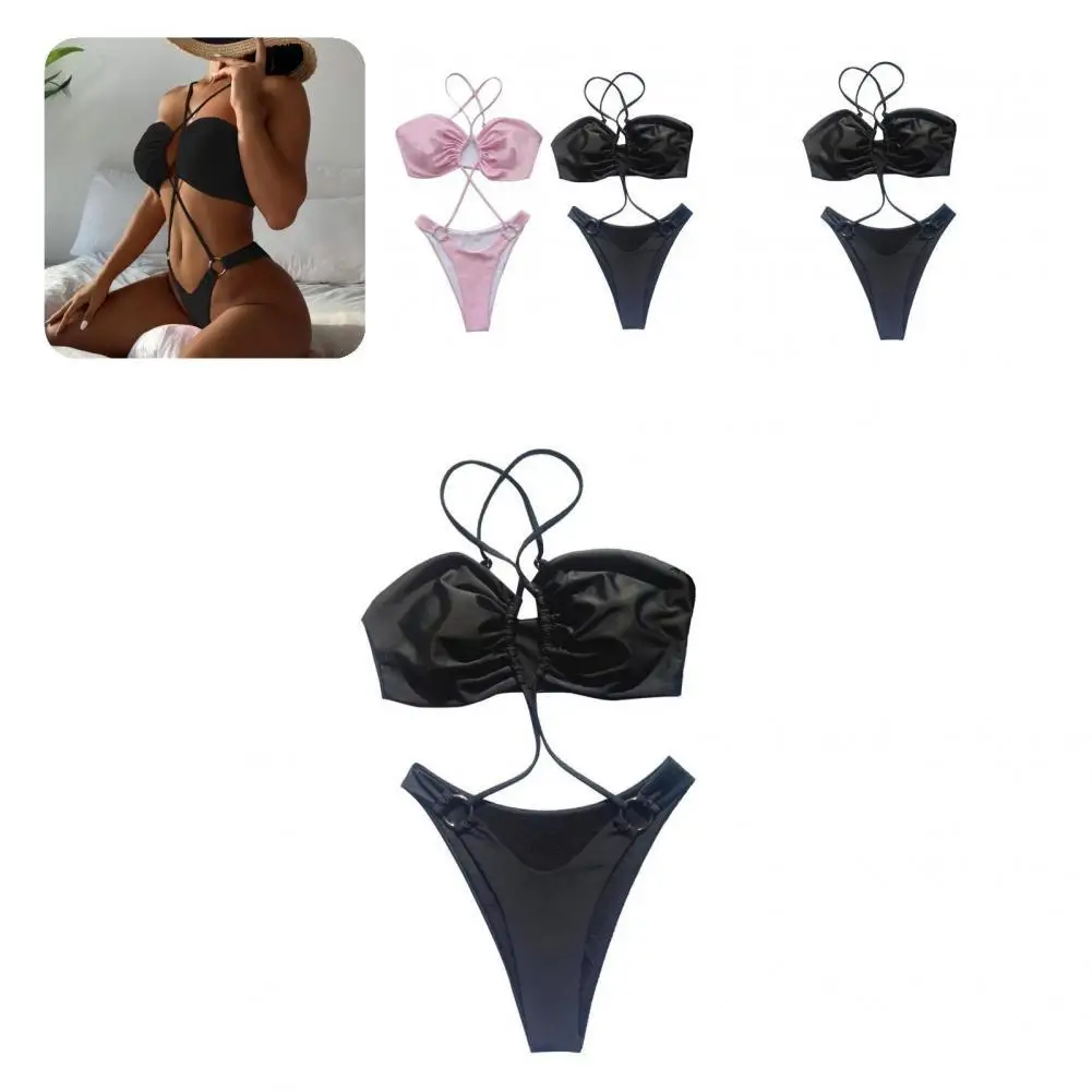 

Charming Bathing Suit Quick Dry Pleated Eye-catching Women Swimsuit Women Swimsuit Bathing Suit