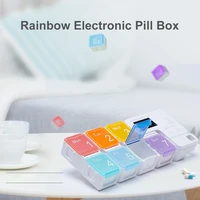 square grid smart electronic alarm clock pill box pill case waterproof travel portable 7days pill box health care for woman man