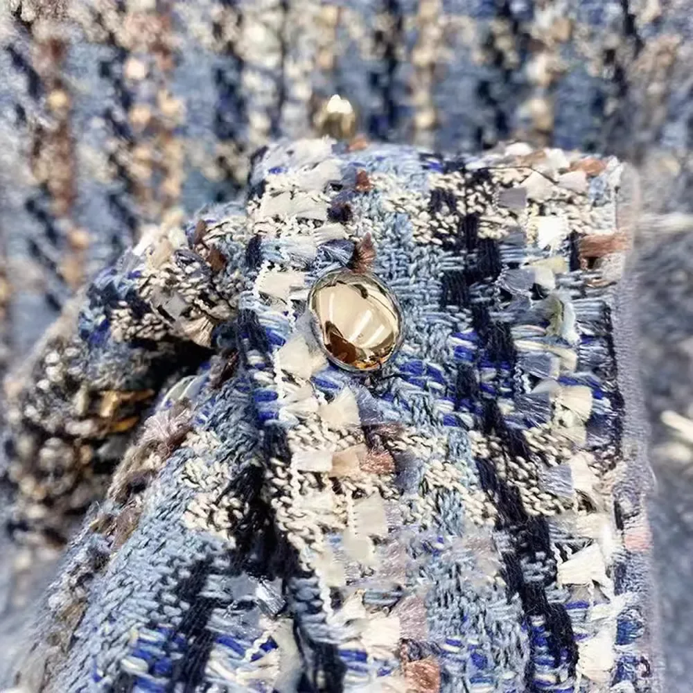 Летнее клетчатое платье из грубого твида во французском стиле дизайн с