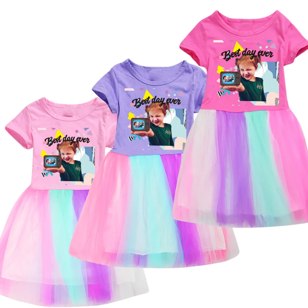 

Summer Toddler Girl Clothes Set Baby Beach Dresses Cute A FOR ADLEY Short sleeve Lace Princess Dress Kids Birthday party dress