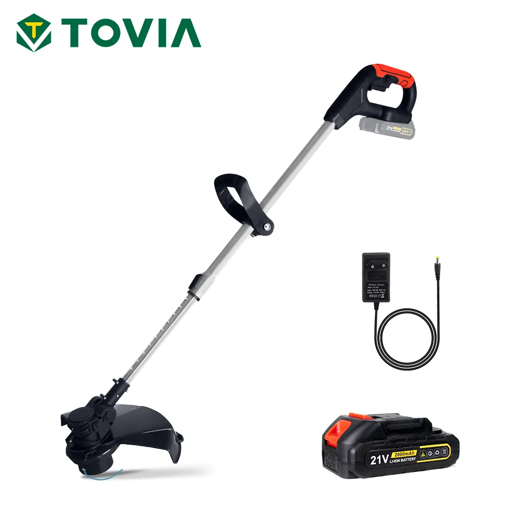 T TOVIA  Electric Lawn Mower 21V Cordless Grass Trimmer Length Adjustable Cutter Garden Tools Compatible Makita 18V Battery