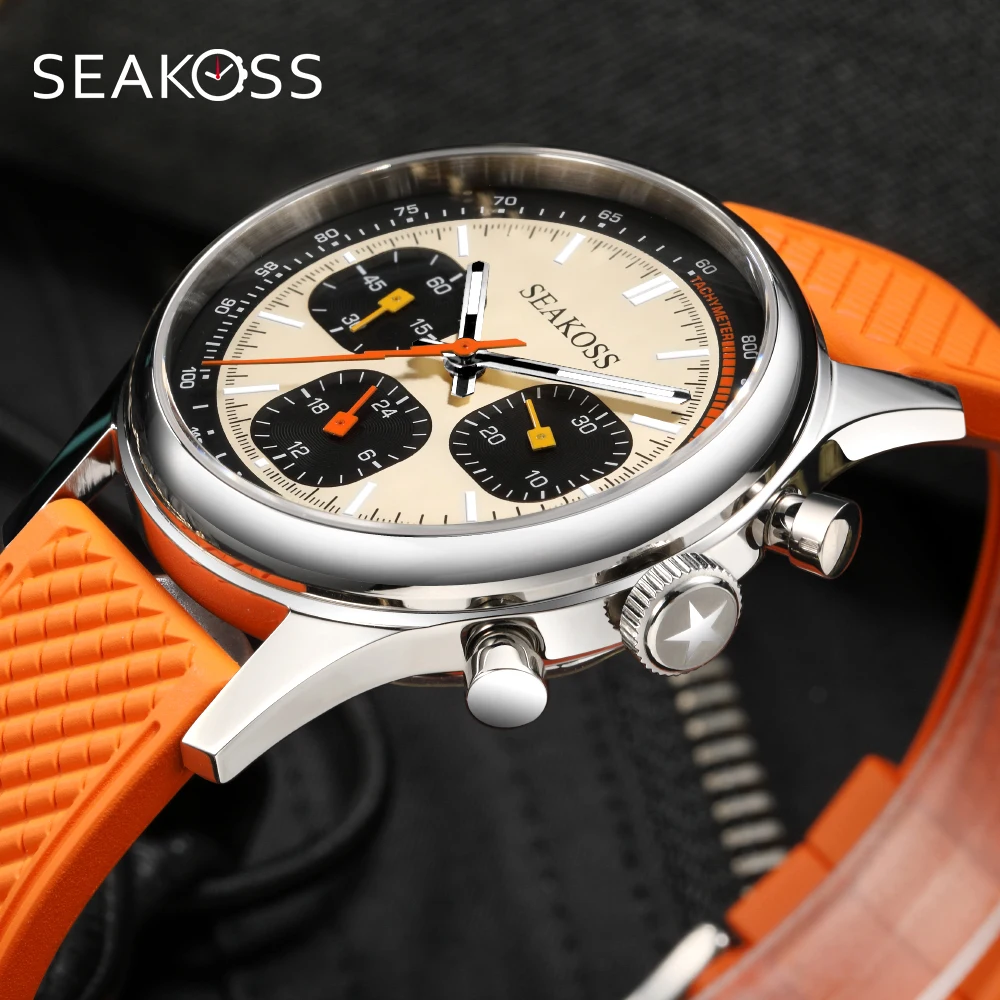 Цена Мужские механические часы SEAKOSS Seagull Move T 1963 40 мм, хронограф ST1903, светящиеся силиконовые часы с сапфировым стеклом для пилотов, наручные часы