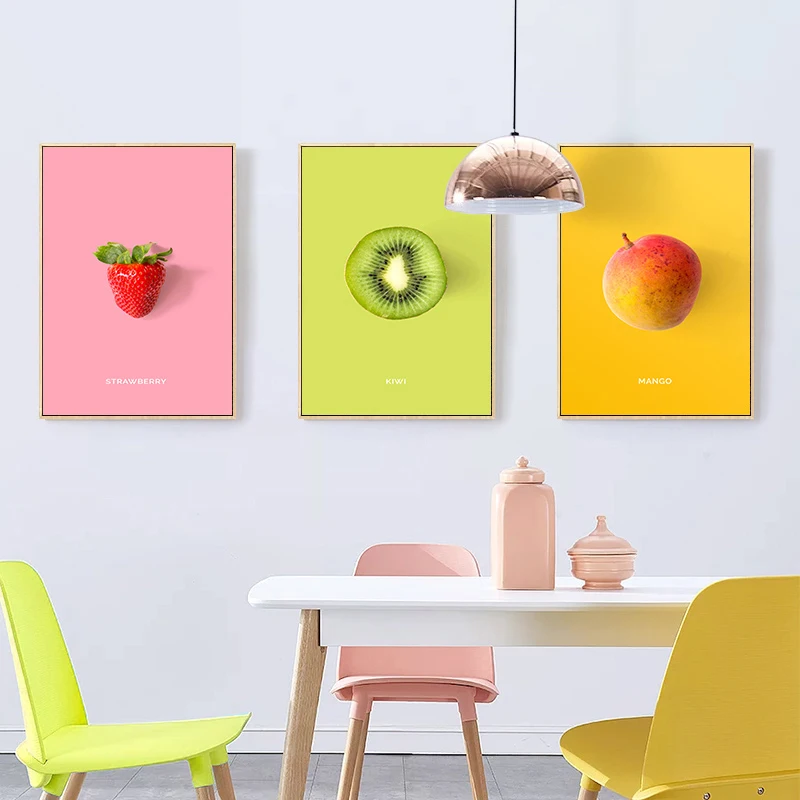 

Nordic Fruit Kitchen Poster Pineapple Strawberry Pictures Wall Prints Art Painting Home Decoration Wall Pictures For Dining Room