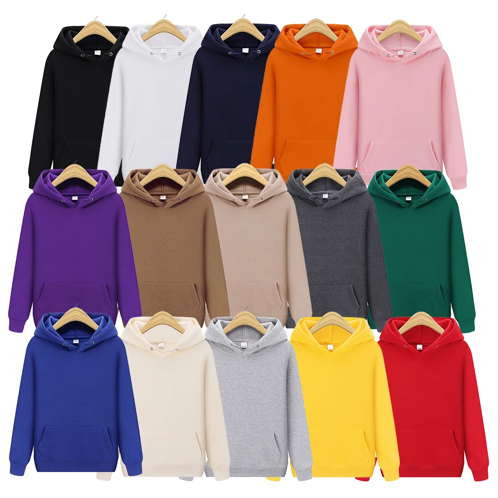 

Men's and Women's Hooded Sweatshirt, New Autumn and Winter Series, Thick Fabric,15 Solid, High Quality, Jogging, Texture Sweater