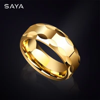 mens finger ring 8mm width high polished faceted tungsten jewelry gift electroplating gold and silver free shippingcustomized