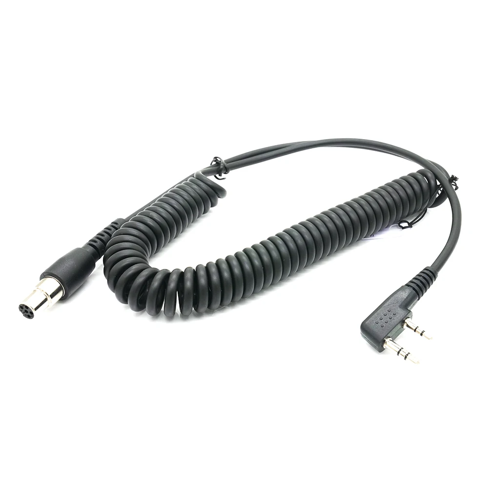 2 Way Handheld Radios Headsets 2 Pin to 5 Pin Coil Cord Cable for Kenwood for Baofeng RH5R RDH HYT Relm CC-Ken Aviation K Cable