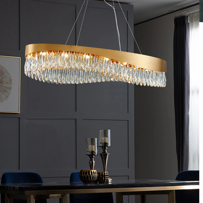 

G9 Modern-Style Stainless Steel Luxury Big Raindrop Crystal Chandelier For Living Room Lamp Bedroom Model Room Hanging Light