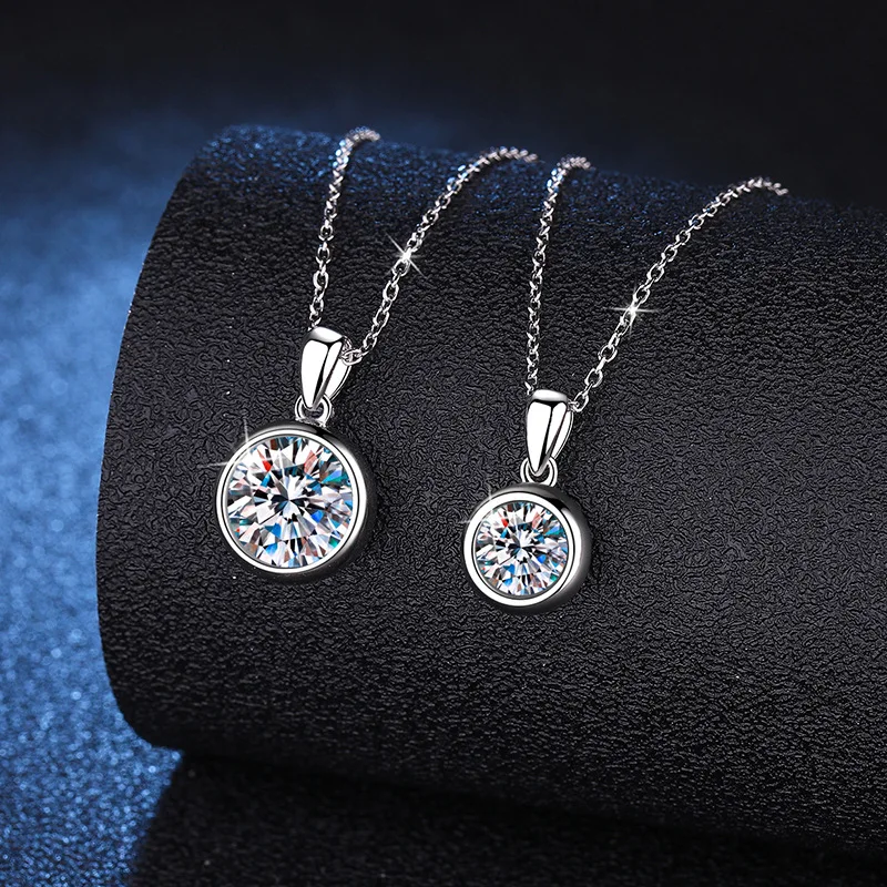 

1-3ct Moissanite Bubble Necklace Women 925 Sterling Silver D VVS1 Moissanite Diamond Charm Necklace Platinum Plated Pass Tester
