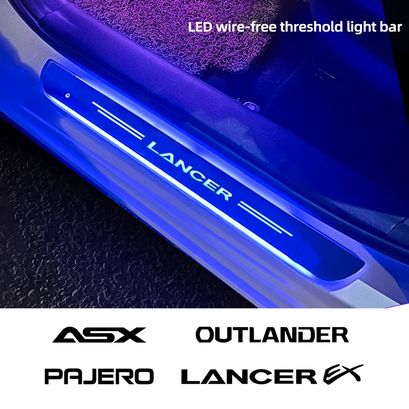 

Custom Wireless LED Car door sill mood light For Mitsubishi Outlander Lancer 9 EX ASX Pajero L200 Colt Eclipse Ralliart Delica