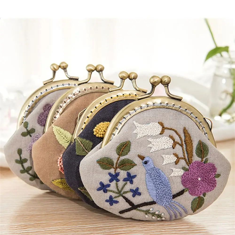

Women Gift Home Decoration Handmade Needlework Flower Patterns Coin Purse Wallet Embroidery Starter Kit Cross Stitch