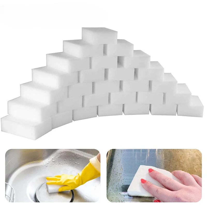 

50pcs 10*6*2CM White Kitchen Sponge High Density Dish Washing Melamine Magic Cleaning Dishes Clean Melamine Sponge Eraser Pad