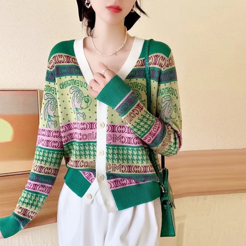 

Cardigan for Women Sweaters Knit Coats Korean Fashion Y2k Harajuku Lace Cropped Top Warmth Cheap Wholesale New